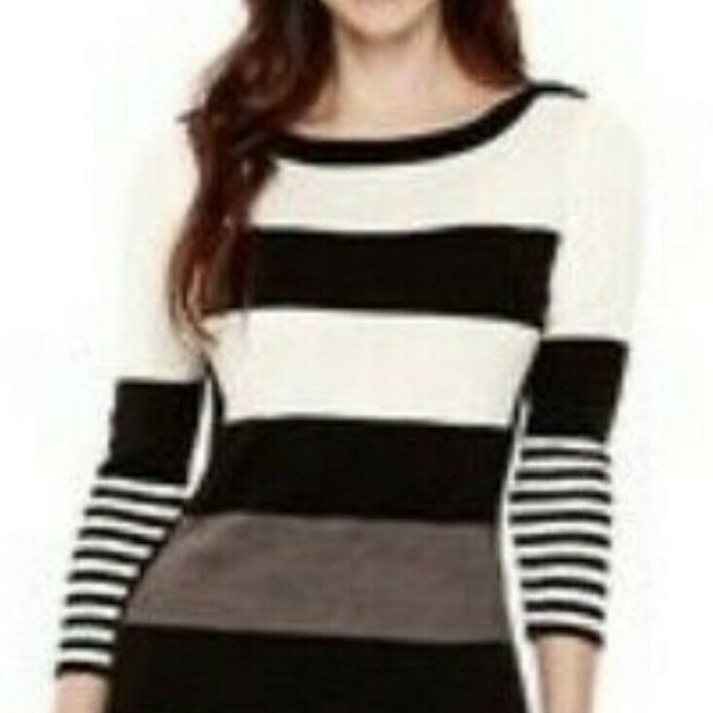 Studio One New York Black, White & Grey Striped Sweater Dress NWT!!! Size M